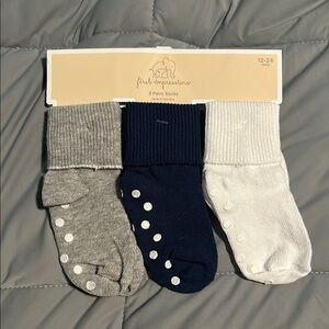 First Impressions Casual Socks Gray and Blue Non-Slip